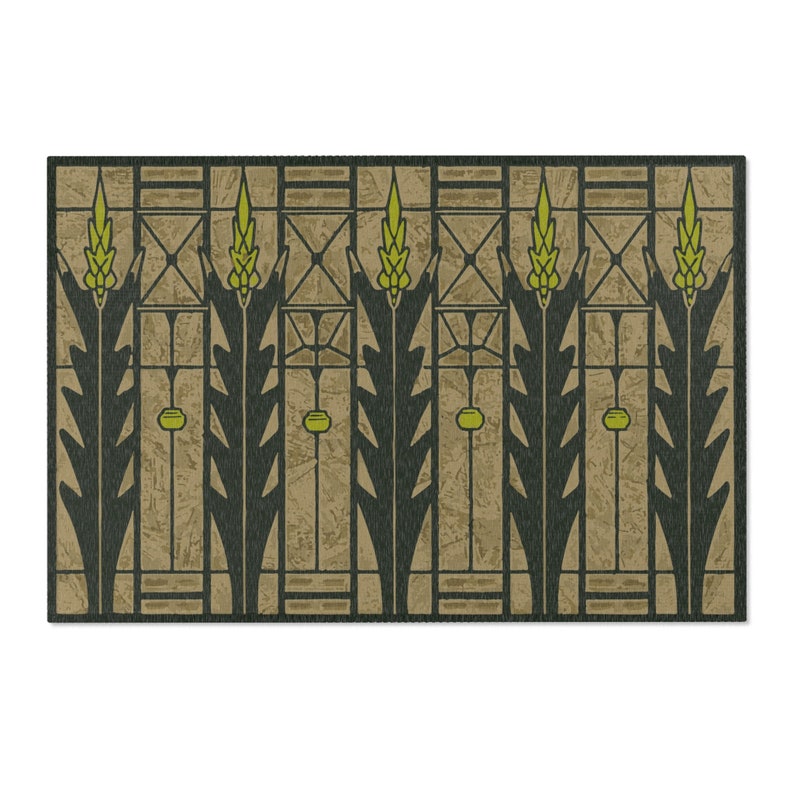 Frank Lloyd Wright Style Doormat: Wheat Sheaves Entry Rug image 2