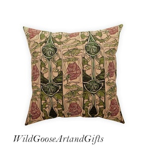Almohada Art Nouveau Glasgow Rose: estilo Charles Rennie Mackintosh