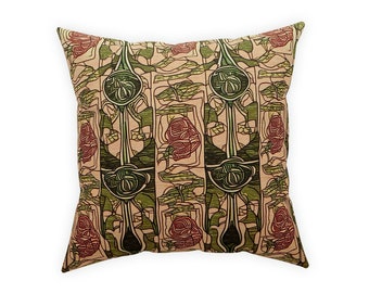 Art Nouveau Glasgow Rose Pillow: Charles Rennie Mackintosh Style