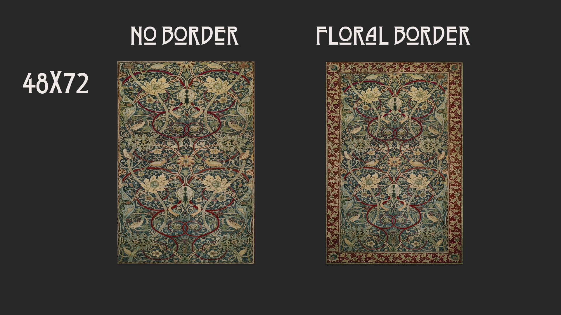 Floral Area Rug, William Morris Rug, Arts Crafts, Victorian
