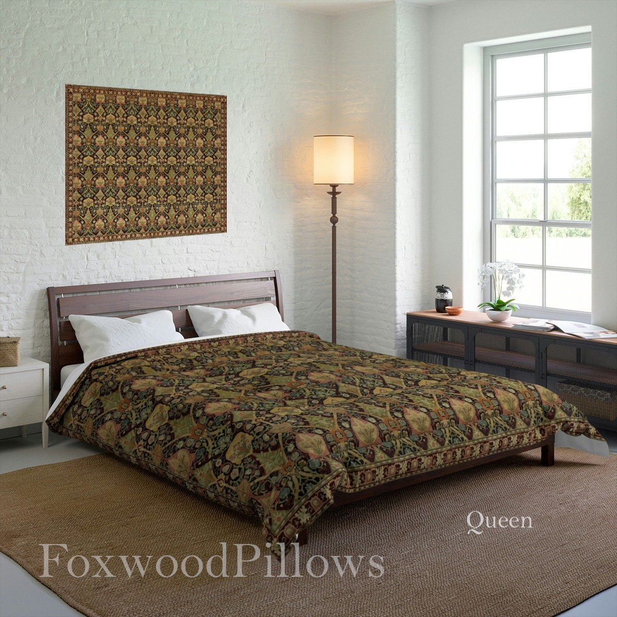 William Morris Bedspread Morris Comforter Natural King Etsy