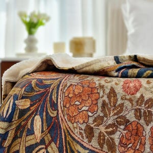 William Morris Blanket, May Morris, Velvet Plush Blanket, Craftsman Bungalow, Stickley, Cozy Home Décor, Bespoke Throw, UK Fabric