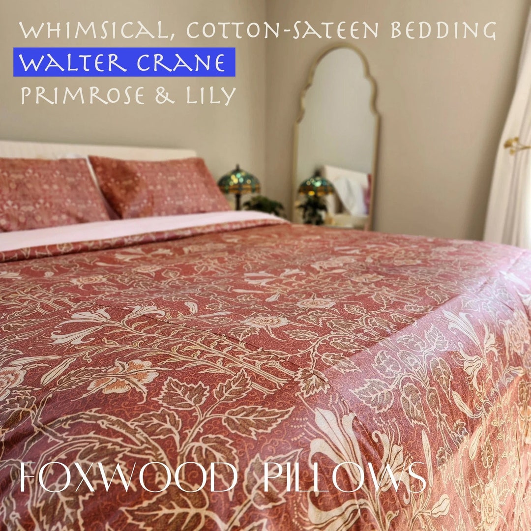 Floral Duvet Cover, Art Nouveau Bedding, Cotton Sateen Bed Spread