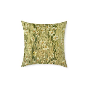 Wildflower Pillow | Green and Gold Accent Pillow | Craftsman Decor image 2