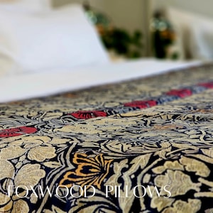 Baumwollsatin Bettbezug, William Morris, Gold, Rot, Schwarz Tagesdecke, 100% Baumwollsatin Bettwäsche, Kunsthandwerk Bettbezug, Mission Style