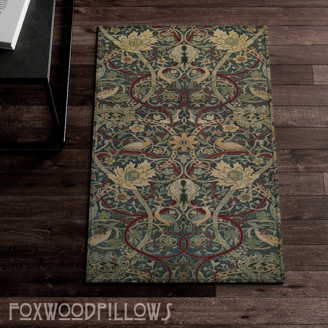 Mission Craft Rug Floral Entry Rug | William Morris Arts Crafts | Victorian | Mission ...