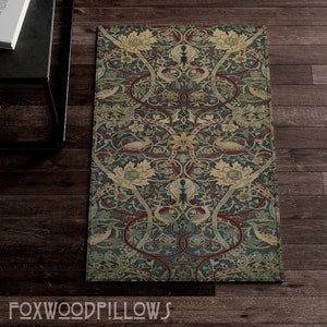 Floral Entry Rug, William Morris Arts Crafts, Victorian, Mission, Craftsman, Bullerswood Bathroom Kitchen Rug