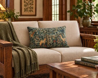 William Morris Forest Lumbar Pillow: Arts & Crafts Sofa Throw