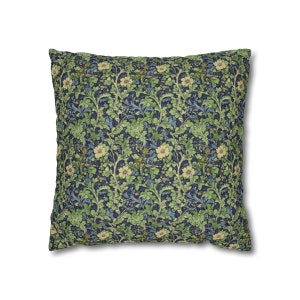 Floral Pillow Cover: Mauve Flowers, Aqua Blue, Arts and Crafts Decor