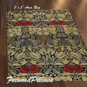 William Morris Floral Area Rug: Arts and Crafts Chenille Rug