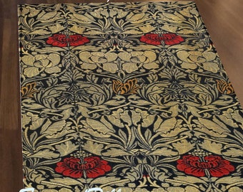 Floral Rug, Tulip & Rose, William Morris Rug, Designer Area Rug, Arts and Crafts Movement, Mission Decor, Craftsman Rug, Traditional Rug
