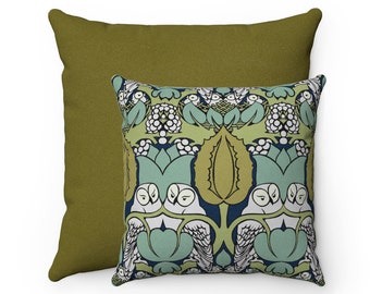 Owl Pillow: CFA Voysey Arts & Crafts Nature Decor