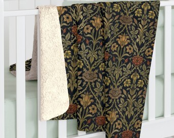 William Morris Lilie und Rose Sherpa Fleece-Decke - JH Lieber Blumen Kuscheliger Überwurf, Soft Arts & Crafts Decke