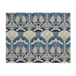 Art Nouveau Table Setting, Art Nouveau Placemat, French Art Nouveau Décor, Formal Dining Room Décor, Blue Floral Placemat, Blue Dinning Room