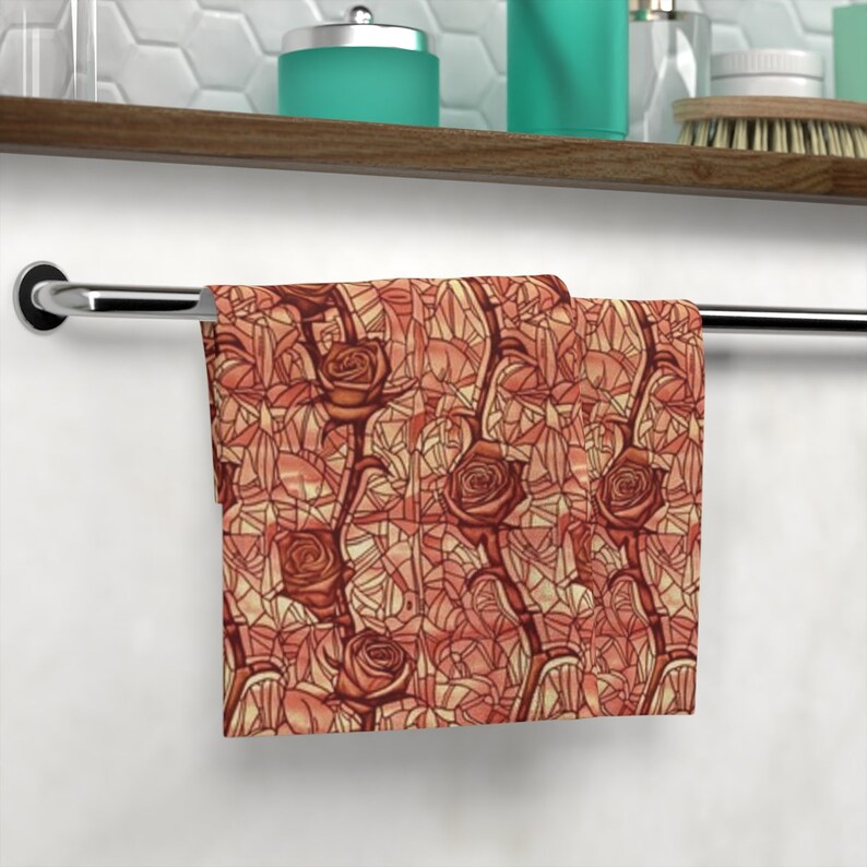 Red Rose Towels, Guest Bathroom Towels, Hand Towel, Luxury Towel