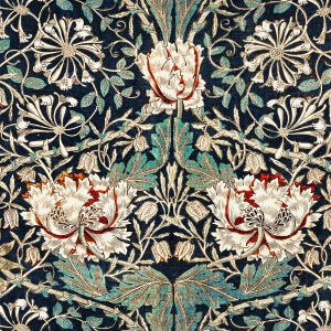 Blue Curtains, Long Drapes, WIlliam Morris Curtains, Floral Bedroom Curtain Panels, Maximalist Curtains, Craftsman, Arts and Crafts Blackout