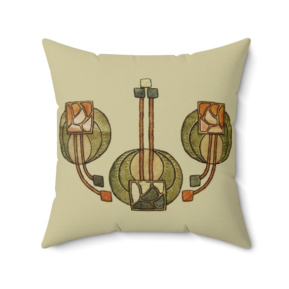 Glasgow Rose Art Nouveau Decor Accent Pillow Vienna Secession Style Lumbar Pillow