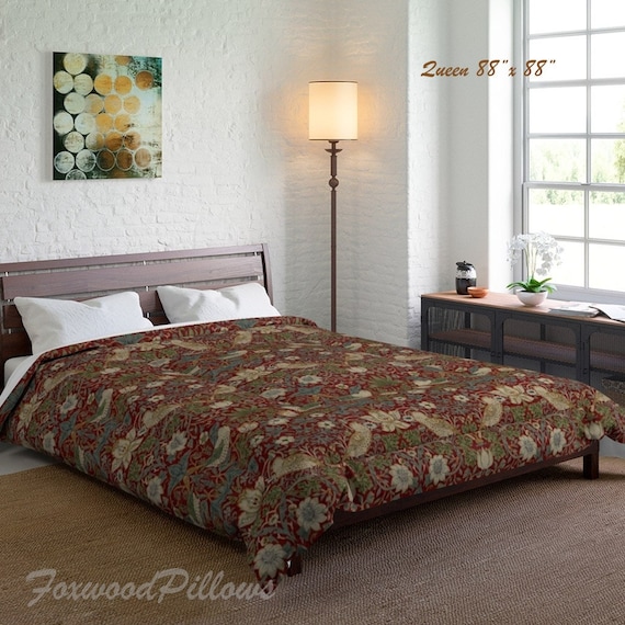 MORRIS & Co.】Strawberry Thief 掛け布団カバー レッド 綿 ウィリアム