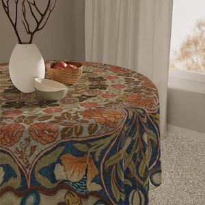Floral Cotton Tablecloth: William Morris Vine and Leaf Design