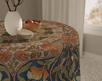 Tovaglia in cotone con motivo floreale: disegno di tralci e foglie di William Morris