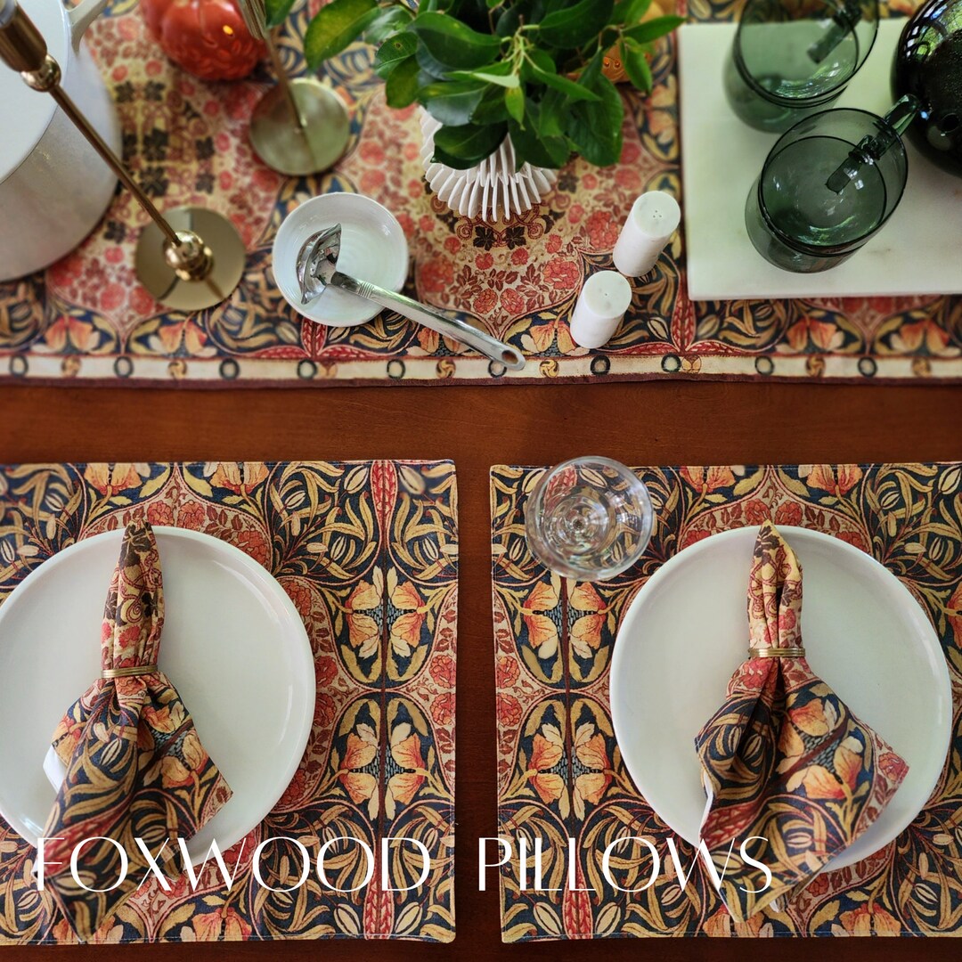 Floral Table Setting, William Morris Table Runner, May Morris, Dinning