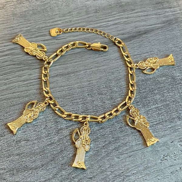 Santa Muerte Death Bracelet Gold Plated
