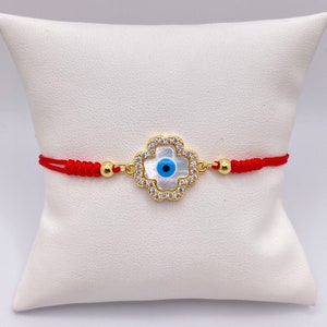 Evil eye bracelet - Red bracelet - Handmade thread bracelet