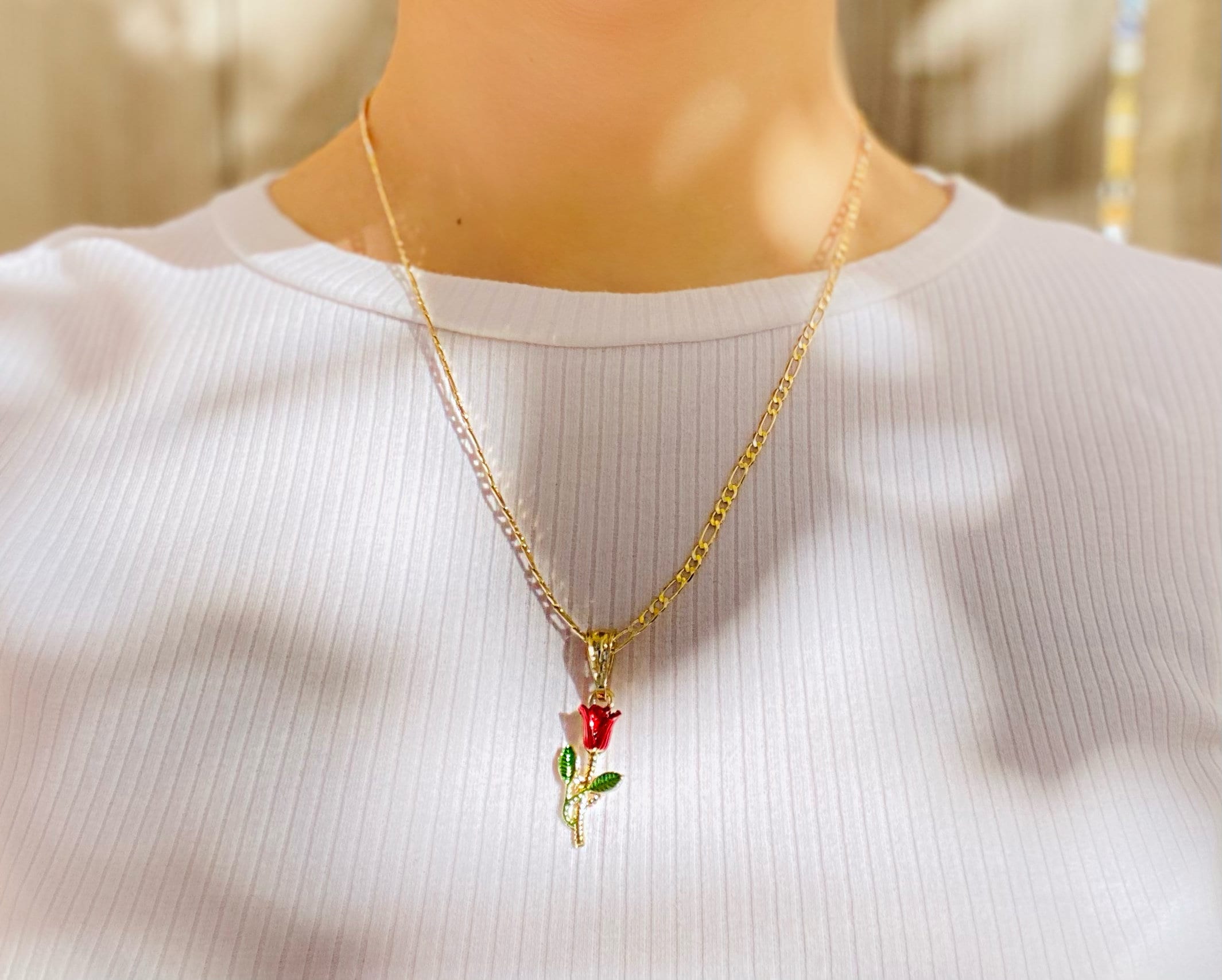Gold plated Rose Necklace cute jewelry Etsy