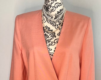 Vintage ladies coral double breasted lined blazer, size 10 Koret Career