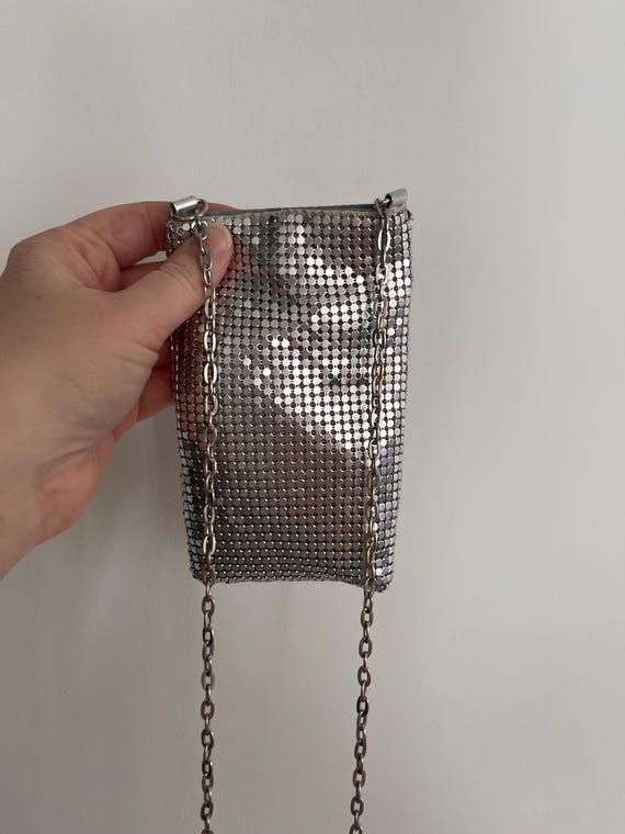 Vintage silver Chainlink mini rectangular crossbo… - image 3