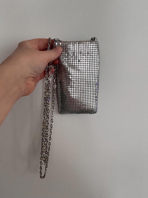Vintage silver Chainlink mini rectangular crossbo… - image 1
