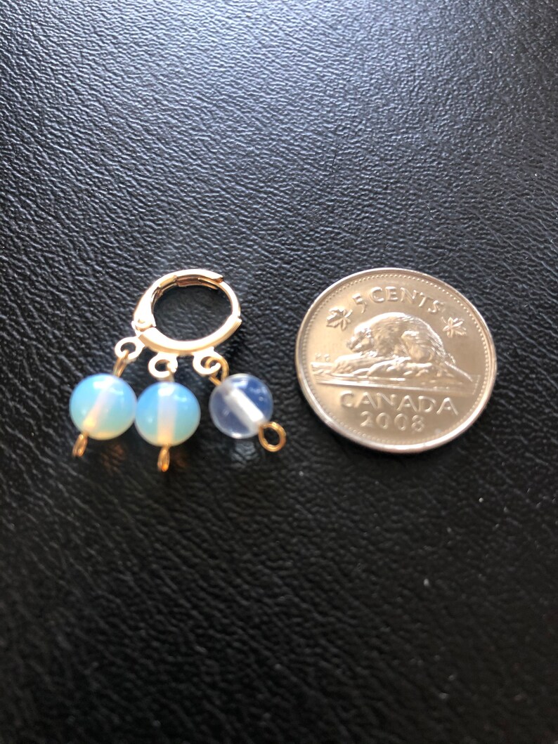 Gold plated round lever back opalite beaded earrings