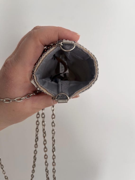 Vintage silver Chainlink mini rectangular crossbo… - image 2