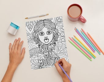Adult Swear words coloring sheets, adult stress relief coloring sheets, xrated adult 20pages