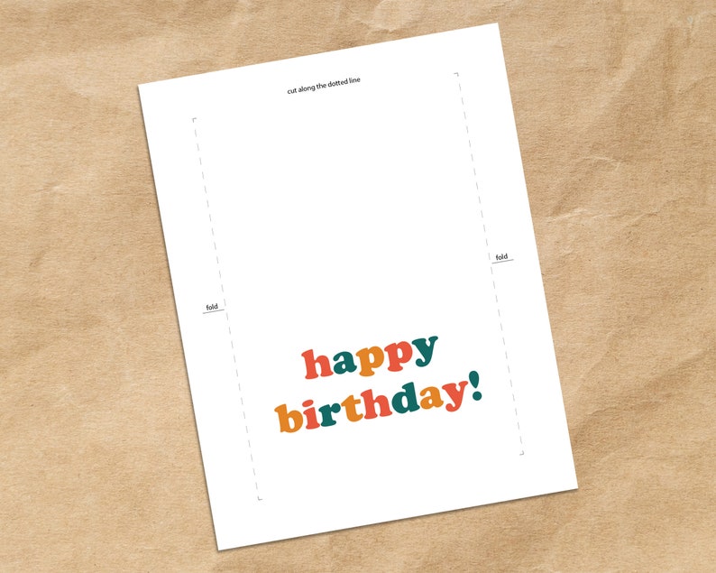 Printable Birthday Card Retro Greeting Card Happy Birthday Greeting ...