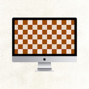 Brown and Cream Checkered Desktop Wallpaper | Laptop Screen Saver | Neutral Aesthetic | Instant Download