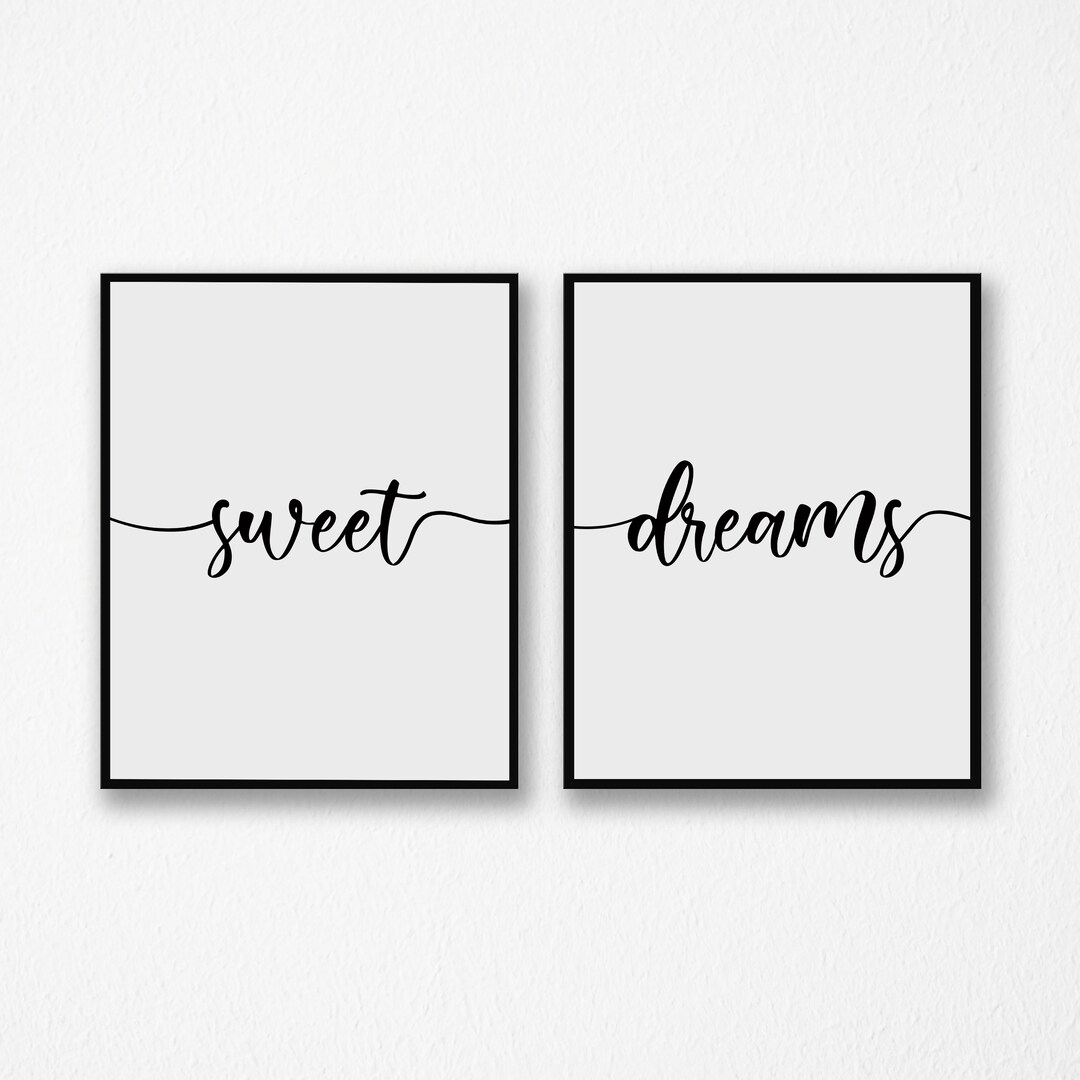 Set of 2 Minimalist Sweet Dreams Bedroom Prints Bedroom Etsy