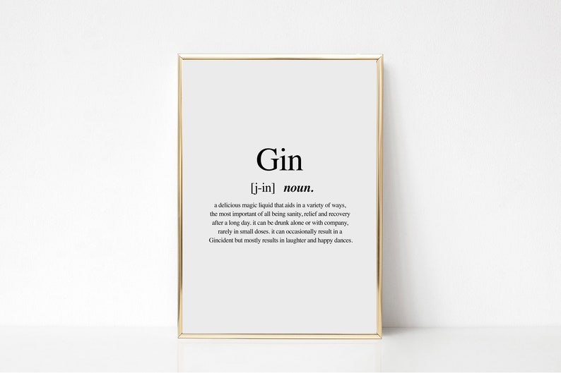 Gin Definition Printable Gin Noun Printable Alcohol Print Etsy UK