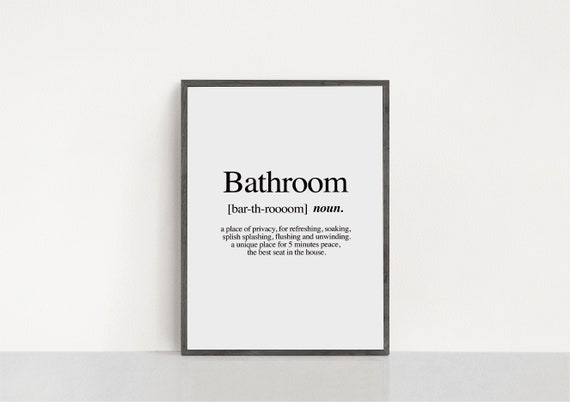 Bathroom Noun Print Wall Print Bathroom Definition | Etsy