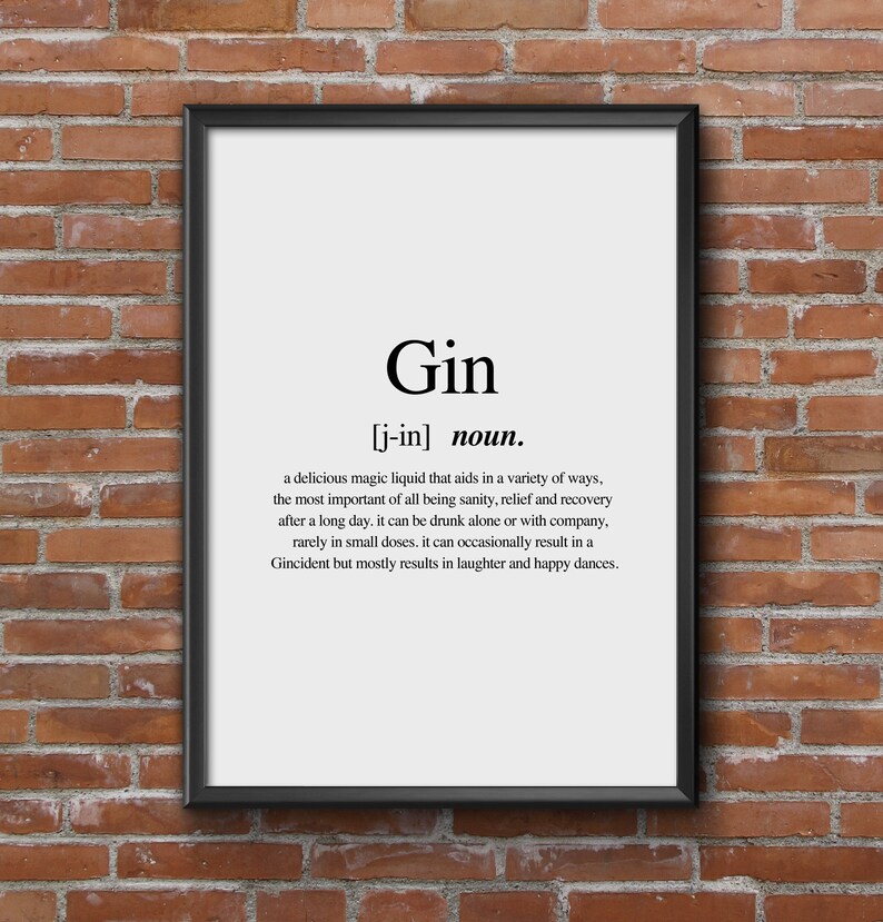 Gin Definition Printable Gin Noun Printable Alcohol Print Etsy UK