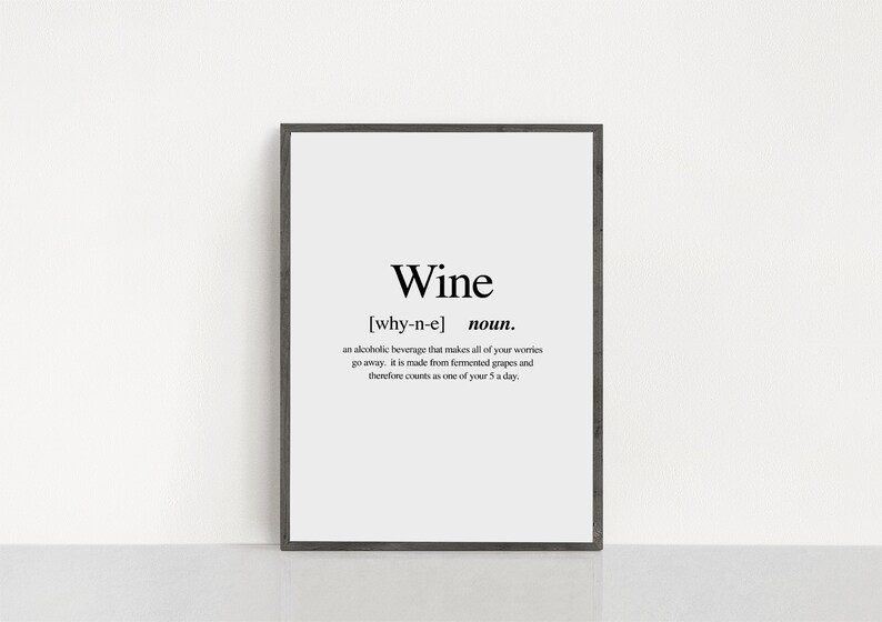 Definition Print Definition Poster Wine Gift Funny Wall Etsy UK