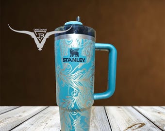 Peacock Feathers Laser Engraved Tumbler