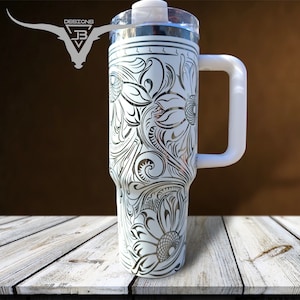 Tooled Leather Laser Engraved Tumbler