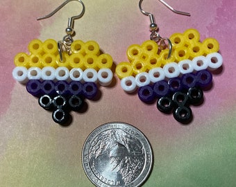 Perler Bead Nonbinary Earrings, Nonbinary Flag, Lesbian Earrings, Fun Earrings, Pride Flag, Pride Gift, Lesbian Gift, LGBTQ Pride