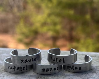 Love and Deepspace Rings - Metal Stamped Jewelry - Sylus - Zayne - Caleb - Xavier - Rafayel - Boyfriend - Name - Love - Valko