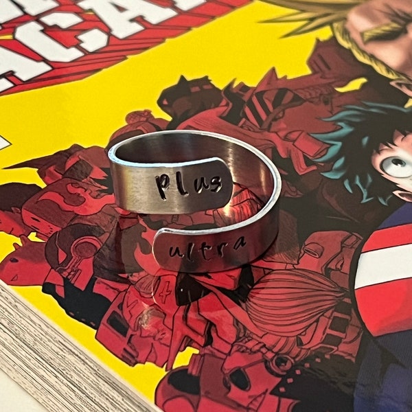 Anime Ring - Metal Stamped Jewelry - Hero - School - Anime Merch - Academia - Plus - Ultra