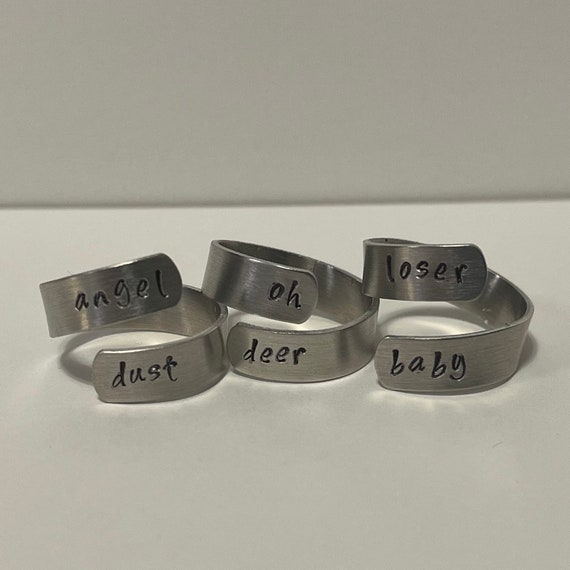 Hazbin Hotel Ring - Metal Stamped Jewelry - Angel Dust - Loser Baby - Oh Deer - Show Merch - Hazbin Hotel