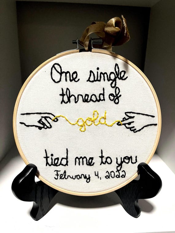 Custom Anniversary gift, Taylor Swift, Invisible String Lyric Hoop, Taylor Swift Merch, Wedding Gift, Personalized Gift, Couple Gift