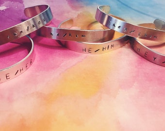 Pronoun Bracelet, Pronoun Jewelry, Custom Pronouns, My pronouns are, Pride Jewelry, LGBTQ Jewelry, Personalized Jewelry, LGBTQ Gift