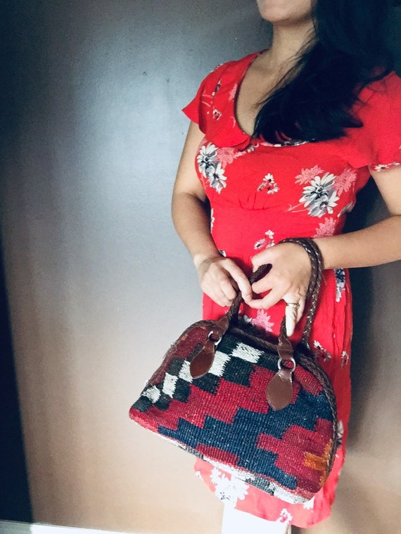 Retro red dress, Vintage dress, Boho summer dress